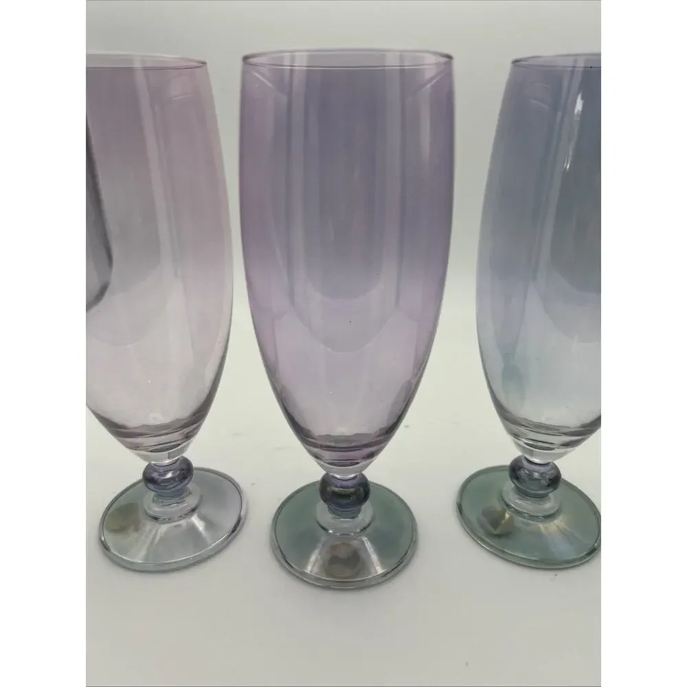 Luster Cocktail Glasses. Made In Italy, 1970’s Set Of 3. Two Pink One Purple.